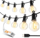 LED Outdoor String Lights, 25FT 12+1 Shatterproof Bulbs Outdoor Patio Lights, IP65 Waterproof Connectable Hanging Outside Light for Backyard, Porch, Deck, Balcony, 2200K by CozyNest Decor