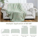 jinchan Boho 100% Cotton Muslin Queen Size 80x90 Inches Blanket Lightweight 4-Layer Quilted Soft Green and Beige Floral Throw Blanket Reversible Comfy Flower Rustic All Seasons Couch Bedroom Decor by CozyNest Decor