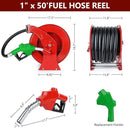 Fuel Hose Reel with Fueling Nozzle, 1" x 50FT Retractable Diesel Hose Reel, 300 PSI Industrial Heavy Duty Auto Swivel Rewind Hose Holder Reels, for Vehicle Tank Truck Trailer Ship by GreenHaven Gardens