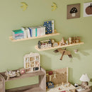 Fixwal Nursery Shelves, 16.5 Inch Floating Bookshelves for Wall Set of 4, Scalloped Wall Book Shelves with Towel Rack for Kids, Toddler Room, Baby Room, Nursery Decor and Storage(Natural Wood) by TinyTreasures Baby Boutique