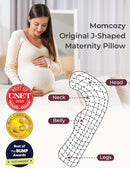 Momcozy Pregnancy Pillows for Side Sleeping, J Shaped Maternity Body Pillow for Pregnancy, Soft Pregnancy Pillow with Jersey Cover for Head Neck Belly Support, Grey by TinyTreasures Baby Boutique