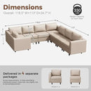 118.5" Faux Leather Modular Sectional Sofa, U Shaped Couch Set for Living Room, Large 8-Seater Comfy Cloud Couches with Storage Seat DIY Combination - Whitesand by CozyNest Decor
