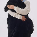 Lotus Karen Faux Fur Blanket Black - Big Bubble Rabbit Fluff King Throw for The Bed Large Fluffy Fuzzy Cozy Thick Furry Plush Shaggy Blankets 108x90 Inches by CozyNest Decor