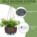 2 Packs Solar Hanging Basket Planters for Plants Outdoor, Self Watering White Flower Plants Pots with Solar Light Drainer for Balcony Patio Garden Outdoor Decoration by GreenHaven Gardens