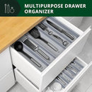 ROYAL CRAFT WOOD Luxury Bamboo Kitchen Drawer Organizer - Silverware Organizer - Utensil Holder and Cutlery Tray with Grooved Drawer Dividers for Flatware and Kitchen Utensils (5 Slot, Gray) by CozyNest Decor