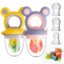 Baby Solids/Frozen Fruit Feeder Pacifier, Infant Teether Toy 4M+, BPA-Free Silicone Pouch & Nipple, Safely Introduce Solids, Teething Relief, 2-Pack - Yellow/Purple (Mouse) by TinyTreasures Baby Boutique