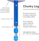 Factory Direct Partners FDP Rectangle Activity School and Classroom Kids Table (24 x 72 inch), Chunky Toddler Legs, Adjustable Table Height 15-24 inches - Maple Top and Blue Edge by CozyNest Decor