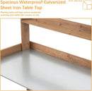 Folding Potting Bench Table,Outdoor Potting Bench Garden Wooden Potting Table,Fir Wood Workstation Planting Table with Galvanized Tabletop,2 Tier Storage Shelves,Top Shelf(Brown) by GreenHaven Gardens