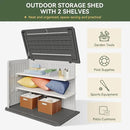 Aoxun White Outdoor Storage Cabinet with 2 Shelves, 35 Cu.Ft Trash Can Storage Shed, Waterproof, Horizontal Storage for Garbage Bin, Generator, Lawn Mower by GreenHaven Gardens