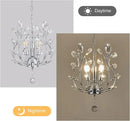 Ganeed 3-Light Branch Crystal Chandelier, Small Flush Mount Vintage Pendant Hanging Lighting, K9 Crystal Farmhouse Ceiling Light for Dining Room Bedroom Living Room Kitchen Hallway, Chrome Silvery by CozyNest Decor