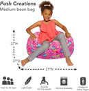 Posh Creations Bean Bag Chair for Kids, Teens, and Adults Includes Removable and Machine Washable Cover, Canvas Multi-Colored Hearts on Pink, 27in - Medium by TinyTreasures Baby Boutique
