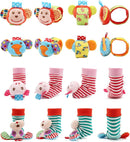 Wrist Rattles Foot Finder Rattle Sock Baby Toy, Rattle Toy, Arm Hand Bracelet Rattle, Feet Leg Ankle Socks, Activity Rattle Present Gift for Newborn Infant Babies Boy Girl Bebe (5 pcs-I) by TinyTreasures Baby Boutique