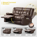RV Loveseat Recliner Sofa, PU Leather RV Reclining Loveseat with USB Charge Ports, Cup Holders, 2 Seater Manual Pull Tab Recliner Sofa Couches for Living Room/RV, Brown by CozyNest Decor