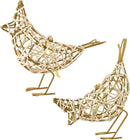 White Woven Bird Duo - Metal & Rattan Tabletop Sculptures, Modern Boho Decor with Detachable Memo Clips and Christmas Ornament (6x5.5x2.3in) by CozyNest Decor