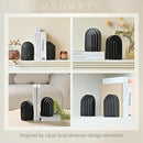 Decorative Bookends for Shelves, Set of 2 Book Ends for Heavy Books, Layered Arch Design Black Bookend by CozyNest Decor