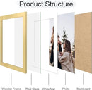 10x14 Picture Frame Set of 4, 10 x 14 Wood Photo Frames with Mat for 8x12 or 30x40cm Diamond Painting Art, Wooden Frame with Real Glass Cover for Wall and Tabletop Display,Gold by CozyNest Decor