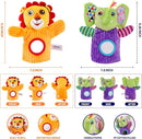 Jollybaby Hand Puppets Baby Toy 0-6-12 Months, Plush Stuffed Animal Hand Puppets Toys for Kids，Sensory Doll with Rattle and Mirror for Toddler，Social Emotional Play Therapy Toys for Boy Girl Gift by TinyTreasures Baby Boutique