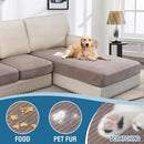 H.VERSAILTEX Velvet Stretch Sectional Sofa Covers - 3 Pieces, L-Shaped Chaise, Taupe Striped by CozyNest Decor