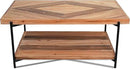 CONSDAN StoneCreek Coffee Table, Solid Fir Wood & Metal Frame, 2-Tier Industrial Farmhouse Table for Living Room/Office, 44" Rectangular Table by CozyNest Decor