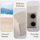 Marble Bookend for Shelves, Non-Skid Bookends for Heavy Books, Heavy Duty Book Stopper for CDs, Luxury Book Shelf Holder, Quarter Circle Design Book Ends Decorative, Moleanos Beige, Set of 2 by CozyNest Decor