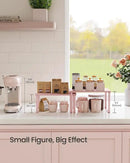 SONGMICS Cabinet Organizer Shelf, Set of 2 Kitchen Counter Shelves, Kitchen Storage, Spice Rack, Stackable, Expandable, Metal and Engineered Wood, Jelly Pink UKCS020S01 by CozyNest Decor