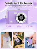 Digital Camera, 44MP Full HD 1080P Point and Shoot Camera with 64GB Card, Anti Shake 16X Zoom Compact Volg Cameras, Portable Small Digicam Gift for Kids, Ages Teen Girl Boy - Purple by TinyTreasures Baby Boutique