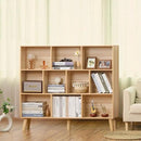 LEYAOYAO 10 Cube Bookshelf,3 Tier Modern Wide Bookcase with Legs,Mid-Century Wood Bookshelves Storage,Natural Large Book Case,Freestanding Organizer Display Shelf for Bedroom,Living Room,Office by CozyNest Decor