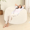 Memory Foam Bean Bag Chair for Adults/Teens, Bean Bag Sofa with Fluffy Removable Cover, for Living Room Bedroom, 4FT White by CozyNest Decor
