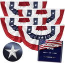 4Pack American Bunting Flag 2x4 Ft Patriotic Bunting Flags 4th of July Decor Outside Porch USA Pleated Half Fan Flag Decorate Garden Embroidered Star Red White & Blue Stripe Banner by GreenHaven Gardens