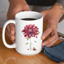 Dahlia Flower Design Coffee Mug, Personalized Name On Red Floral Cup, Custom Ceramic Mug For Flower Lovers, Customized Dahlia Accent Cup 11oz Or 15oz, Floral Decorative Mug Gift by CozyNest Decor