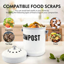 Compost Bin Kitchen, ENLOY Countertop Compost Bin with Lid Use for Kitchen Food Waste, Powder Coated Rust Proof Odorless Compost Bucket, 1.3 Gallon, White by GreenHaven Gardens