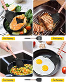 Pack of 2 Silicone Solid Turner, Non Stick Slotted Kitchen Spatulas, High Heat Resistant BPA Free Cooking Utensils, Ideal Cookware for Fish, Eggs, Pancakes(Rose Gold Black) by CozyNest Decor