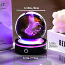YWHL 3D Crystal Ball Hummingbird Figurine with LED Base, Hummingbird Gifts for Women Men Hummingbird Lovers on Christmas Birthday, Hummingbird Ornament Glass Decorative Ball for Home Decor (80mm) by GreenHaven Gardens