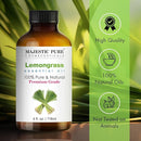 Majestic Pure Lemongrass Essential Oil with Glass Dropper - Huge 4 Fl Oz - 100% Pure and Natural Lemongrass Oil - Premium Grade Essential Oils for Diffuser, Aromatherapy, Soap and Candle Making by CozyNest Decor