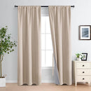XWZO Total Blackout Curtains 84 Inches Long Rod Pocket Thermal Insulated Black Liner, Noise Reducing and Heat Blocking Drapes for Studio Windows with Tiebacks, Biscotti Beige, W42 x L84, Set of 2 by TinyTreasures Baby Boutique