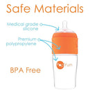 PopYum 9 oz Orange Anti-Colic Formula Making/Mixing/Dispenser Baby Bottles, 2-Pack with