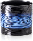 Nihow Ceramic Plant Pot: 6 Inch Planter with Drainage Hole & Saucer for Indoor & Outdoor Plants - Cylinder Round Flower Pot for Succulent/Herbs/Violets - Black & Vivid Blue by GreenHaven Gardens