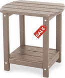 Adirondack Square Outdoor Side Table,2-Tier Storage Patio Side Table, HDPE End Tables for Backyard Pool Porch Garden Lawn(Teak) by GreenHaven Gardens
