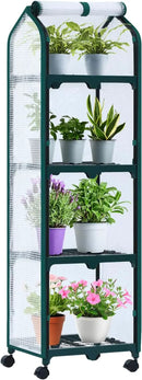 Ohuhu Mini Greenhouse for Indoor Outdoor, Small Plastic Plant Green House with Locking Wheels Portable Greenhouses with Durable Cover for Seedling,Ideal Gardening Gifts for Women Men White by GreenHaven Gardens