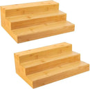 Bamboo Spice Rack Organizer for Cabinet 3 Tier Countertop Step Spice Shelf for Kitchen Storage and Organizer (2 Pack, Cabinet) by CozyNest Decor