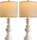 BOBOMOMO 24" Farmhouse Resin Table Lamp Set of 2, Vintage Lamps for Living Room Bedroom with Linen Shades, Traditional Rustic Bedside Lamps Retro Table Lamps for Living Room, Bedroom, Office by CozyNest Decor