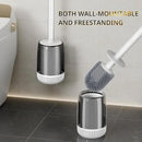 Silicone Toilet Brush and Holder Set with L-Shaped Brush Head, Wall Mounted Toilet Brush Set with Long Non-Slip Handles, Compact Toilet Bowl Cleaner Brush Suitable for RV Trailers & Bathroom (1 Pack) by CozyNest Decor
