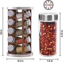 Orii 20 Jar Dark Acacia Wood Spice Rack with Spices Included - Rotating Tower Organizer for Kitchen Spices and Seasonings, (Dark Stained Acacia Wood) by CozyNest Decor