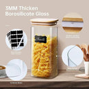 Square Glass Jars with Bamboo Lids 79 FL OZ [Set of 3], Glass Canisters with Airtight Lid, Glass Food Storage Containers for Spaghetti, Fettuccine, Linguine,Pasta, Best for Kitchen & Pantry by CozyNest Decor