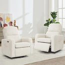 Swivel Rocker Recliner, Oversized Power Recliner Glider with Removable Cushion, Upholstered Swivel Reclining Nursery Chairs for Living Room Bedroom, Corduroy White by TinyTreasures Baby Boutique
