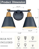 FEMILA 2-Light Bathroom Light Fixtures, Modern Bathroom Vanity Light with Hammered Metal Shade, Dark Blue Sconces Wall Lighting for Mirror Kitchen Bedroom, 4FG59B-2W Blue by CozyNest Decor