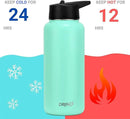 DRINCO Stainless Steel Water Bottle Spout Lid Vacuum Insulated Double Wall Water Bottle Wide Mouth (40oz 32oz 22oz 18oz 14oz) Leak Proof Keeps Cold or Hot (32 oz, 32oz Teal) by CozyNest Decor