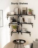 AMADA HOMEFURNISHING Wall Shelves Set of 6, Wood Floating Shelves for Decor, Rustic Farmhouse for Bedroom, Bathroom Storage, Book Shelves for Living Room, Black by TinyTreasures Baby Boutique