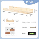 Picture Ledge Shelf for Wall, 16 inch Solid Pine Wood Nursery Book Shelves 2 Packs, Floating Ledge Shelves for Kids' Room Bedroom Bathroom Living Room Photo Frames Office Nursey Wall Decor, Natural by TinyTreasures Baby Boutique
