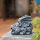 OwMell Gargoyle Statue Garden Guardian Sculpture Figurine Gothic Indoor Outdoor Garden Decor Statue 7 Inch - Lying by GreenHaven Gardens